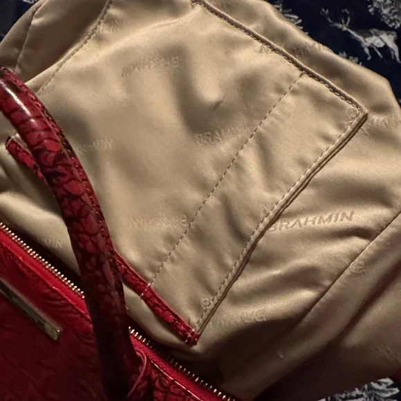 Brahmin Red Crocodile-Embossed Satchel - Picture 5 of 9